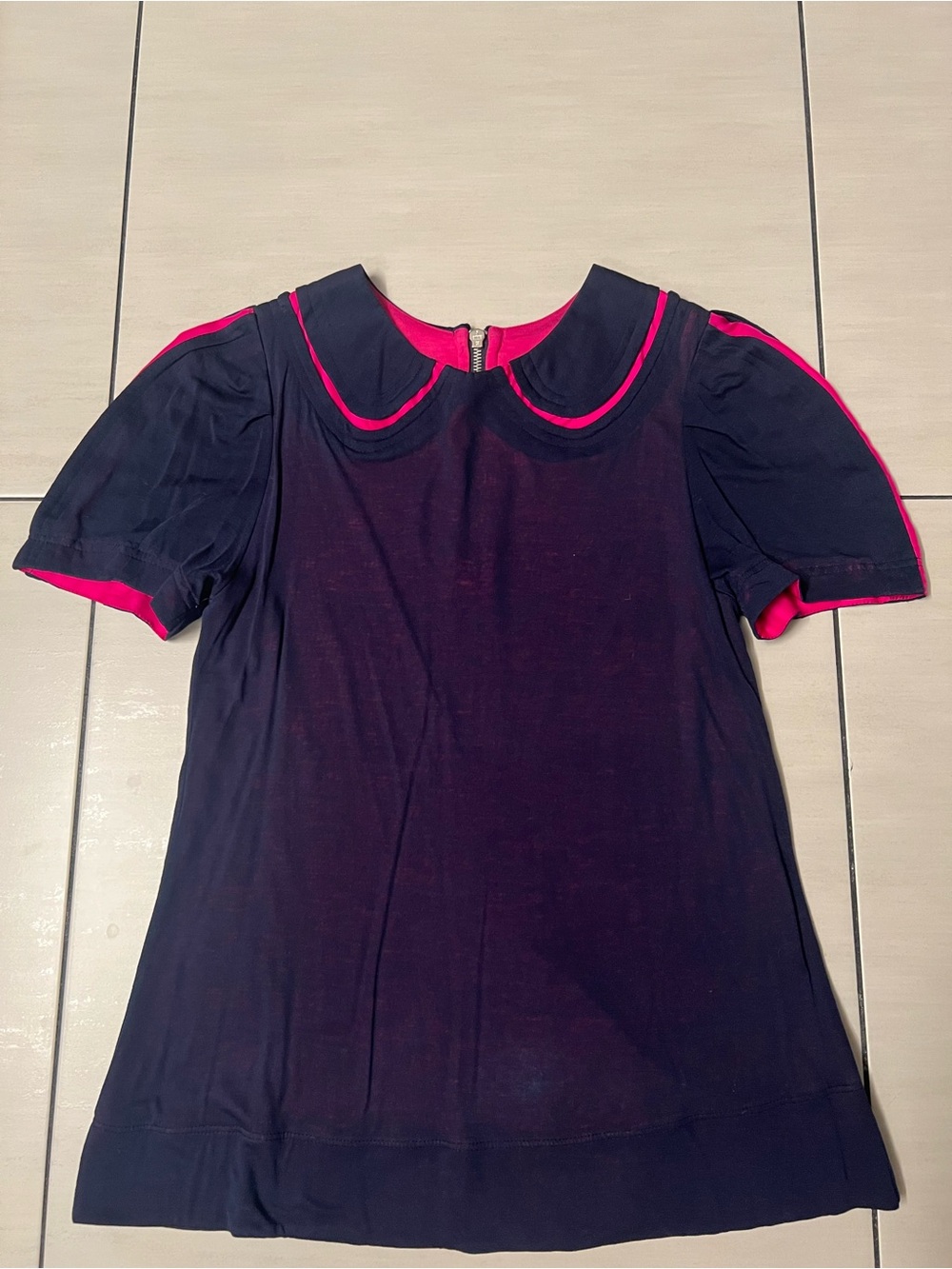 Marc by Marc Jacobs Vintage Y2K Navy & Magenta Peter Pan Collar Dress Size S